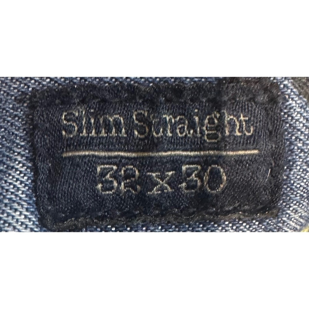 PD&C Men's Blue Medium Wash Ripped Denim Slim Straight Distressed Jeans Sz 32x30 - Picture 6 of 10